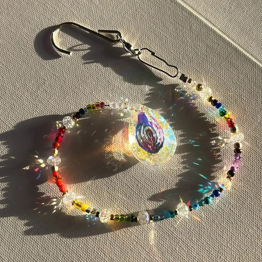 ✨ Handmade rainbow crystal suncatcher w crystal prism 🌈🌞 Window or Car decor - Picture 5 of 9